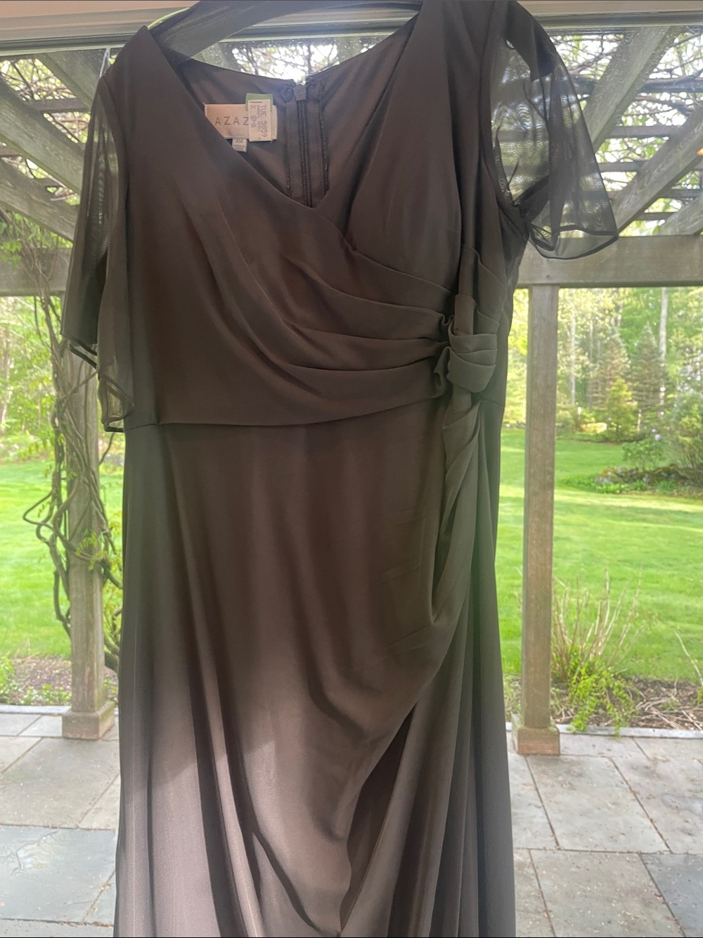 Azazie dark gray  Chiffon Draped Evening Gown